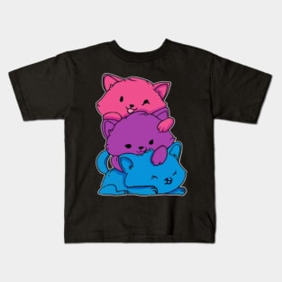 bisexual lgbt cat pride flag kawaii Kids T-Shirt